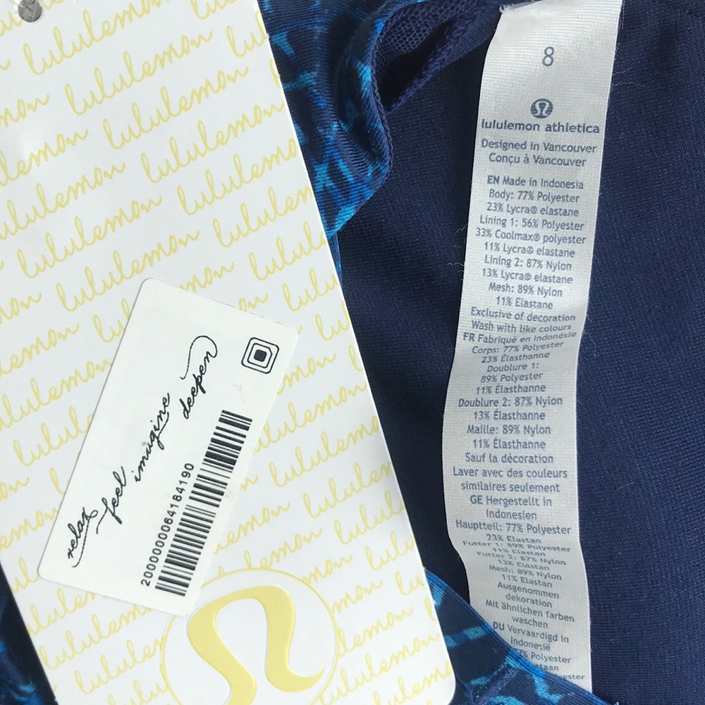 BNWT Lululemon Pure Practice bra 8 Blue SambaSnake - Picture 5 of 5
